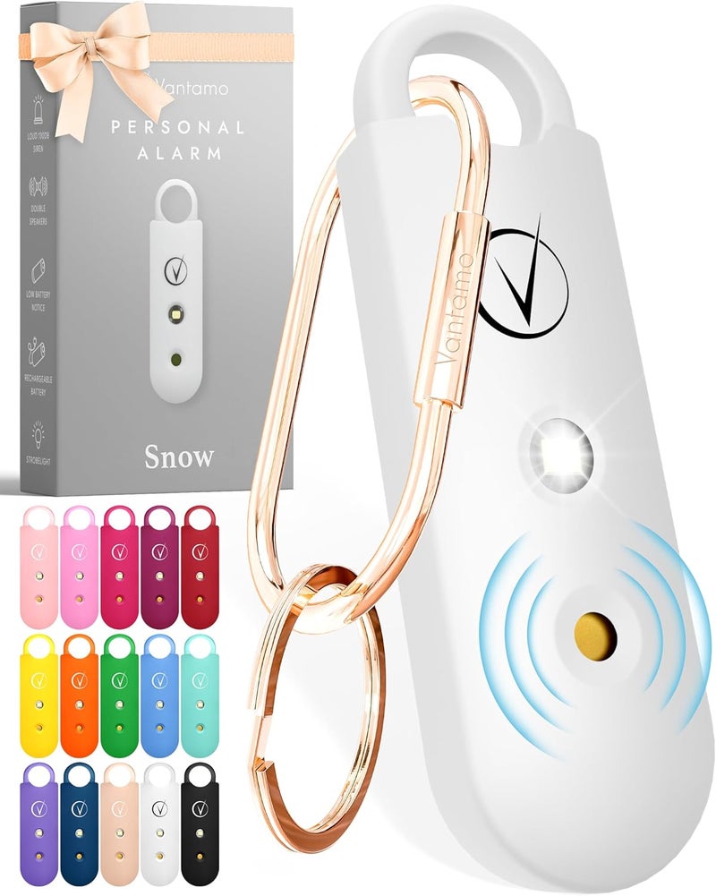 Vantamo Personal Alarm for Self Defense with Low Battery Notice, Strobe Light & Extra Loud 130 dB Double Speakers Safety Keychain Set for Women, Rechargeable Panic Button for Womens Self Defense - Image 1